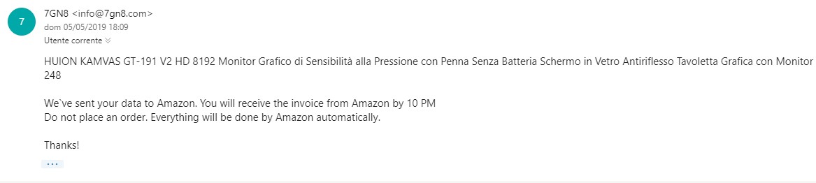 Truffa venditore Amazon via email